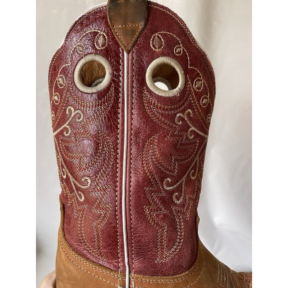 Potrero Laurel Women's Rodeo Square Toe Cowboy Boots Western Red Brown 5 - Picture 7 of 13